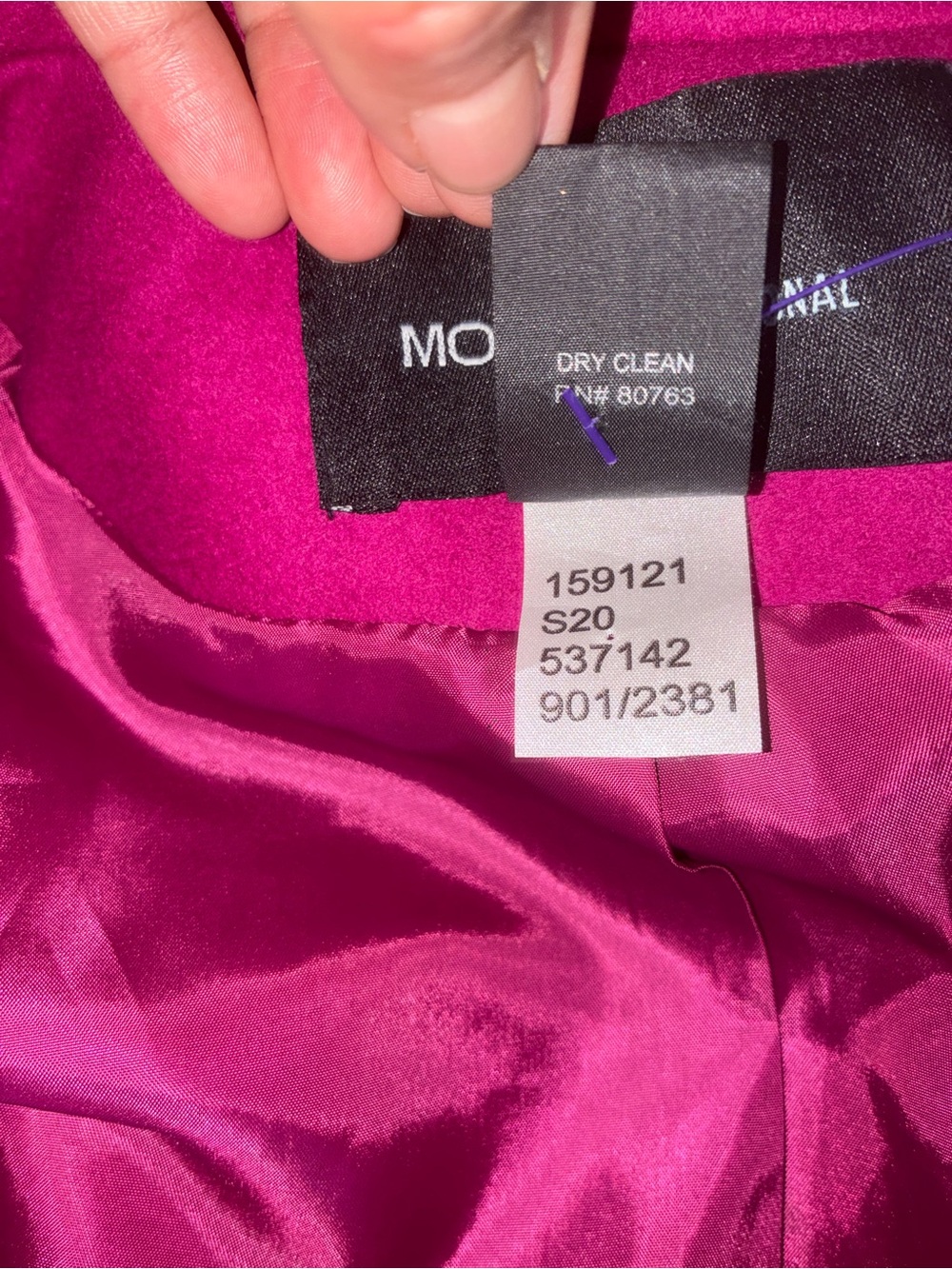 Moda International Magenta  Double-Breasted Pea Coat - Picture 8 of 9